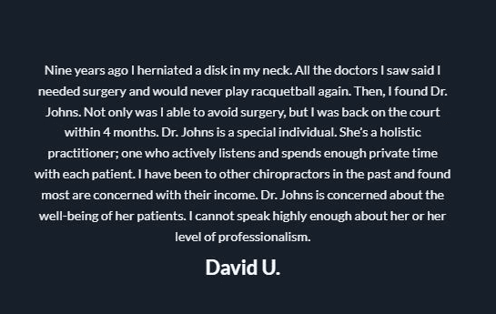 Chiropractic King of Prussia PA David U. Testimonial