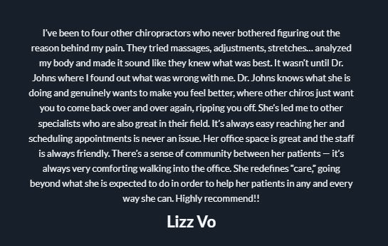 Chiropractic King of Prussia PA Lizz V. Testimonial